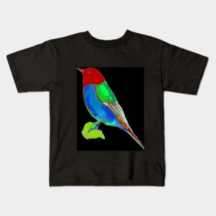 Abstract Electric Blue Breasted Bird Kids T-Shirt